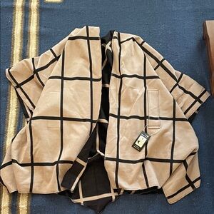 Stylish Tan and Black Women's reversible open cape